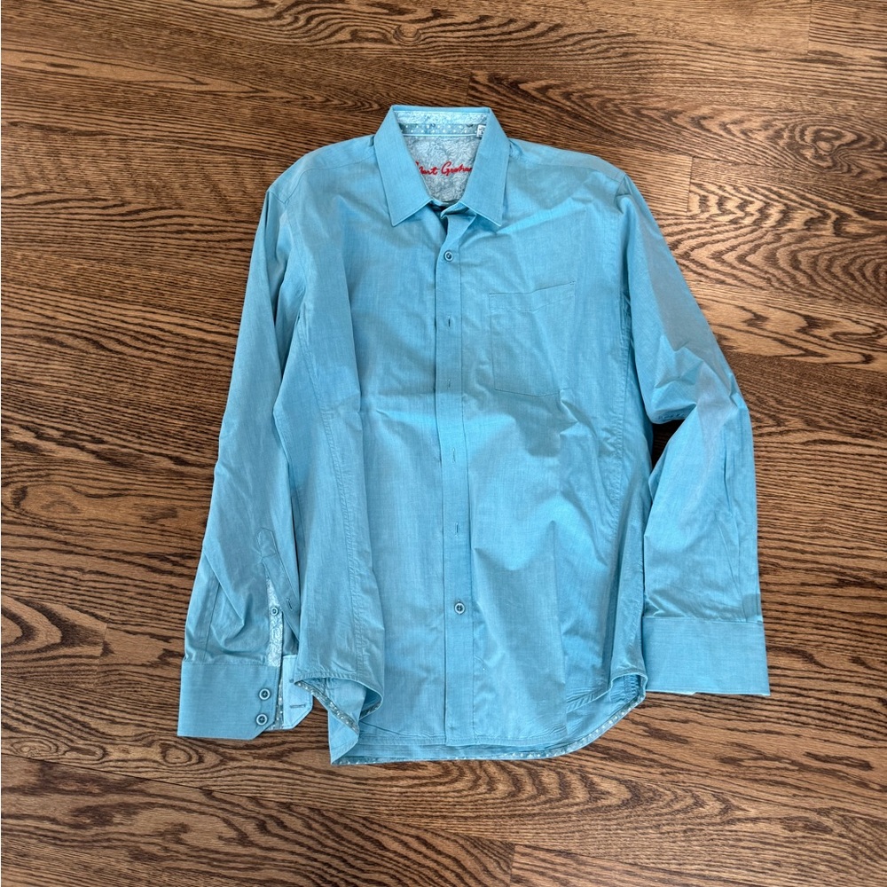 Robert Graham Tailored Fit Button Down Shirt M Blue Long Sleeve